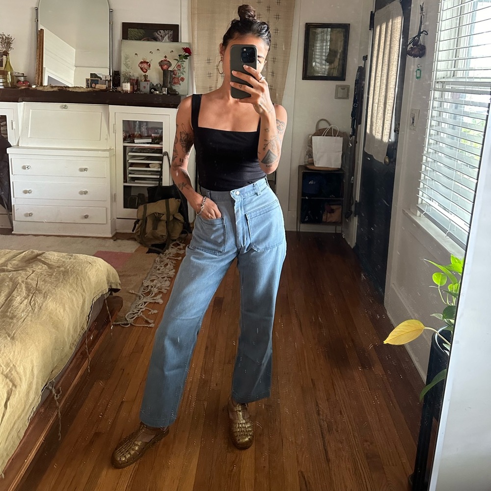 Vintage Sailor Pants High waisted 70s Jeans